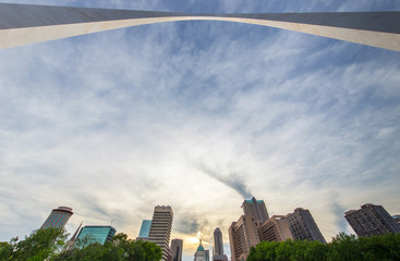 St. Louis Missouri Aerial Skyline Sunset