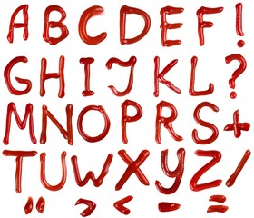 Ketchup, Alphabet, Food.