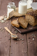 Fototapeta premium Whole wheat bread baked at home