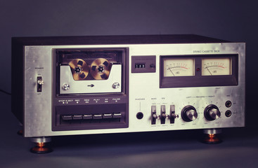 Vintage stereo cassette tape deck player recorder