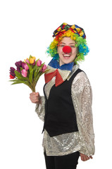 Female clown isolated on white