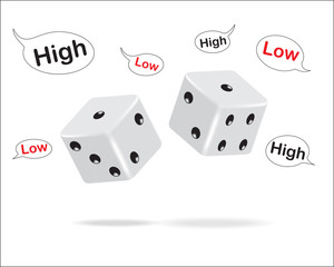 Dice and high-low text frames.