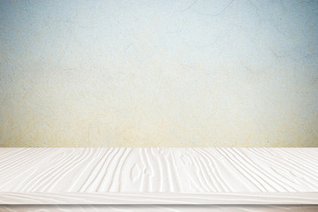 Empty white table over cement wall, vintage, background, template, display