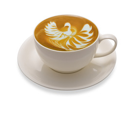 Latte art , coffee isolated on white background