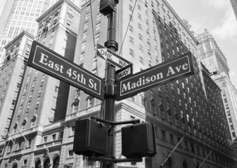Sign for East 45th and Madison Avenue in New York City