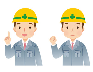 建設現場作業員　男性　表情セット