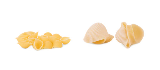 Close up of Italian pasta shells.