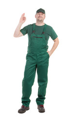 Fototapeta premium Worker in green overalls. 