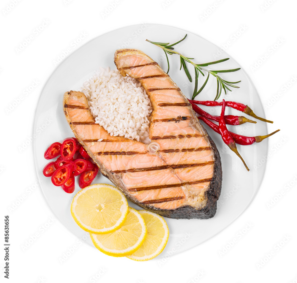 Wall mural Fried salmon fillet 