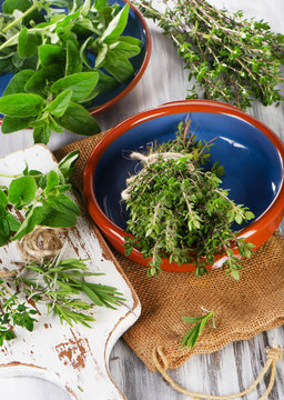 green mediterranean herbs