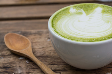 Japanese drink, Matcha Latte Cup of green tea - obrazy, fototapety, plakaty