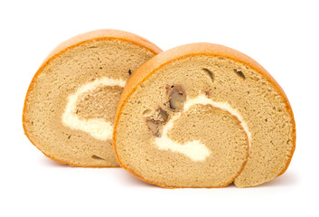 two sweet rolls on white with clipping path
