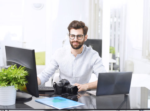 Young man working on computer