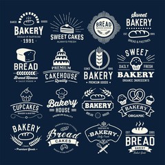 Retro Bakery labels, logos, badges, icons, objects and elements.
