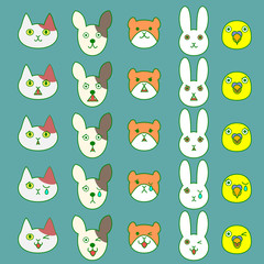 Pets facial expressions set