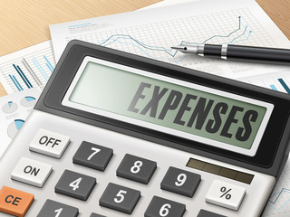 calculator with the word expenses