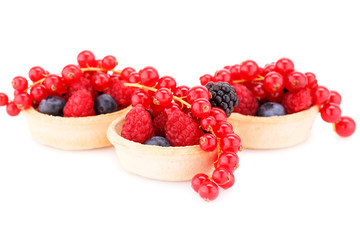 Fresh ripe berries in tartlets