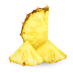 Pineapple slices isolated on white background