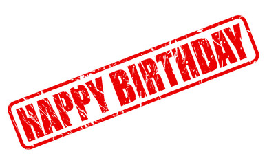 Happy Birthday red stamp text