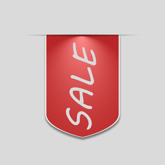 Red Sale Tags, on gray background vector illustration