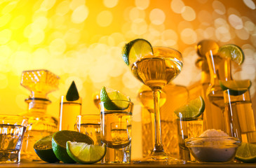 gold tequila and lime