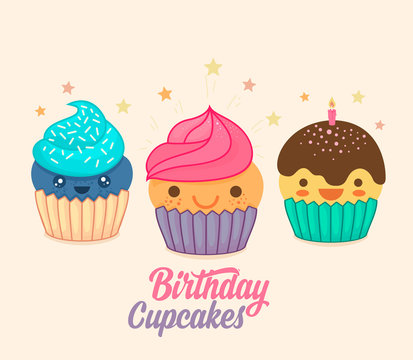 Birthday Party cartoon cupcakes