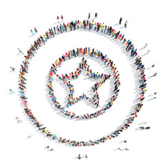 people in the shape of a star.