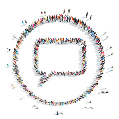 people in the shape of chat bubble.