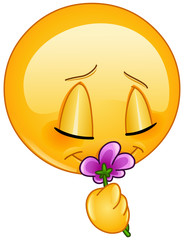 Smelling flower emoticon