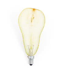 Light bulb made out of a pear