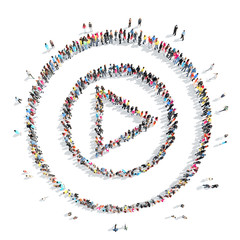 people in the shape of sign playback.