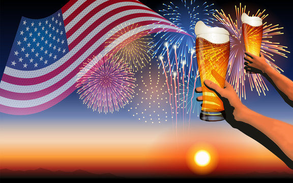 Independence Day and Fireworks and Beer