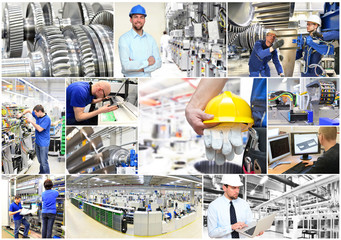 Engineering projects - workers in the construction - Collage