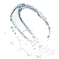 Fototapeta na wymiar water splash flying in the air, isolated on white background