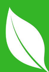 Logo of a white leaf silhouette on green