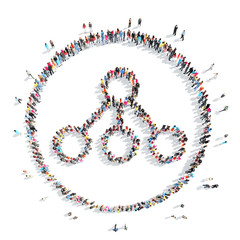 people in the shape of a connection.