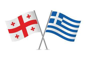 Georgia and Greece flags. Vector illustration.