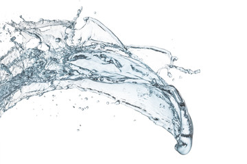 water splash flowing in the air, isolated on white background