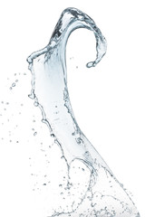 water splashing flowing in the air, isolated on white background