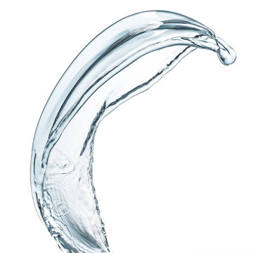 water splashing flowing in the air, isolated on white background