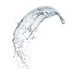 water splashing flowing in the air, isolated on white background