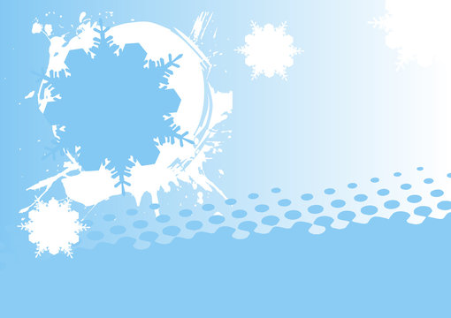 Blue white winter background.Ski banner