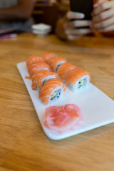 salmon sushi rolls