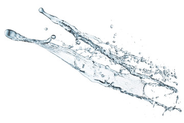 water splashing in the air, isolated on white background