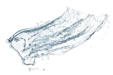 water splashing in the air, isolated on white background