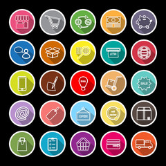 Internet entrepreneur line flat icons with long shadow