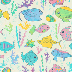 Fototapeta premium Cartoon sea fish