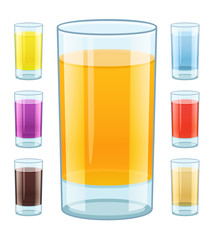 Glass with fresh fruity juice. Eps10 vector illustration.