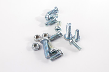 Close up Bolts on white background