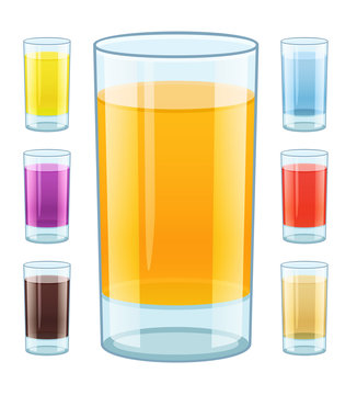 Glass with fresh fruity juice. Eps10 vector illustration.